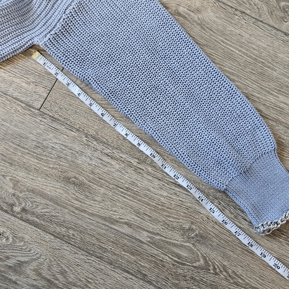 Missguided Powder Blue Mock Neck Knit Sweater with Chain Link Trim - Picture 11 of 13